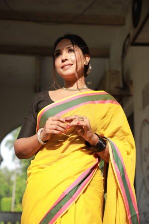 Yeallow Cotton Saree