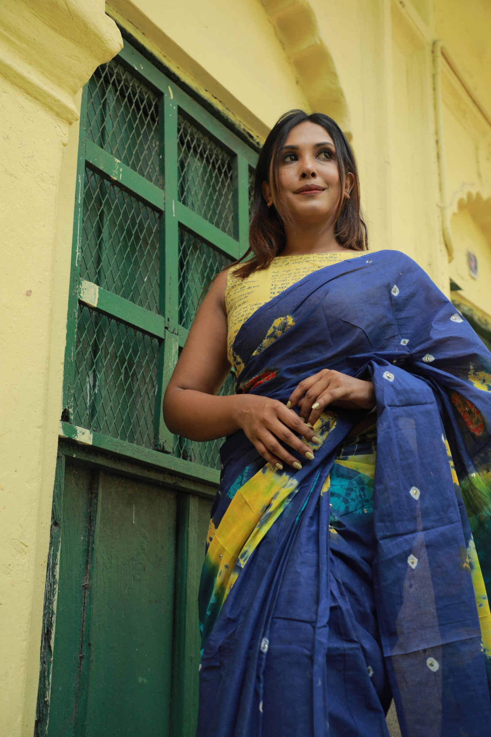 Dollar Batik saree blue - Image 2