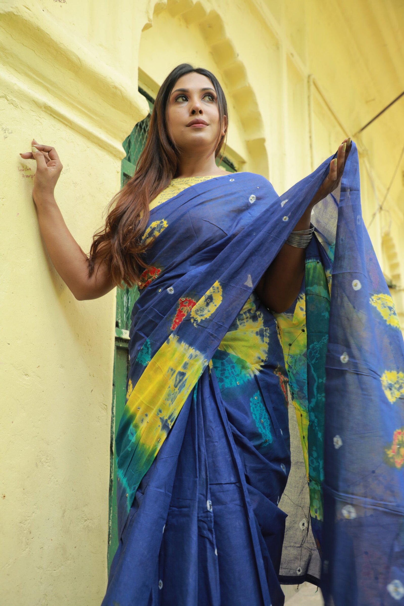 Dollar Batik saree blue - Image 3