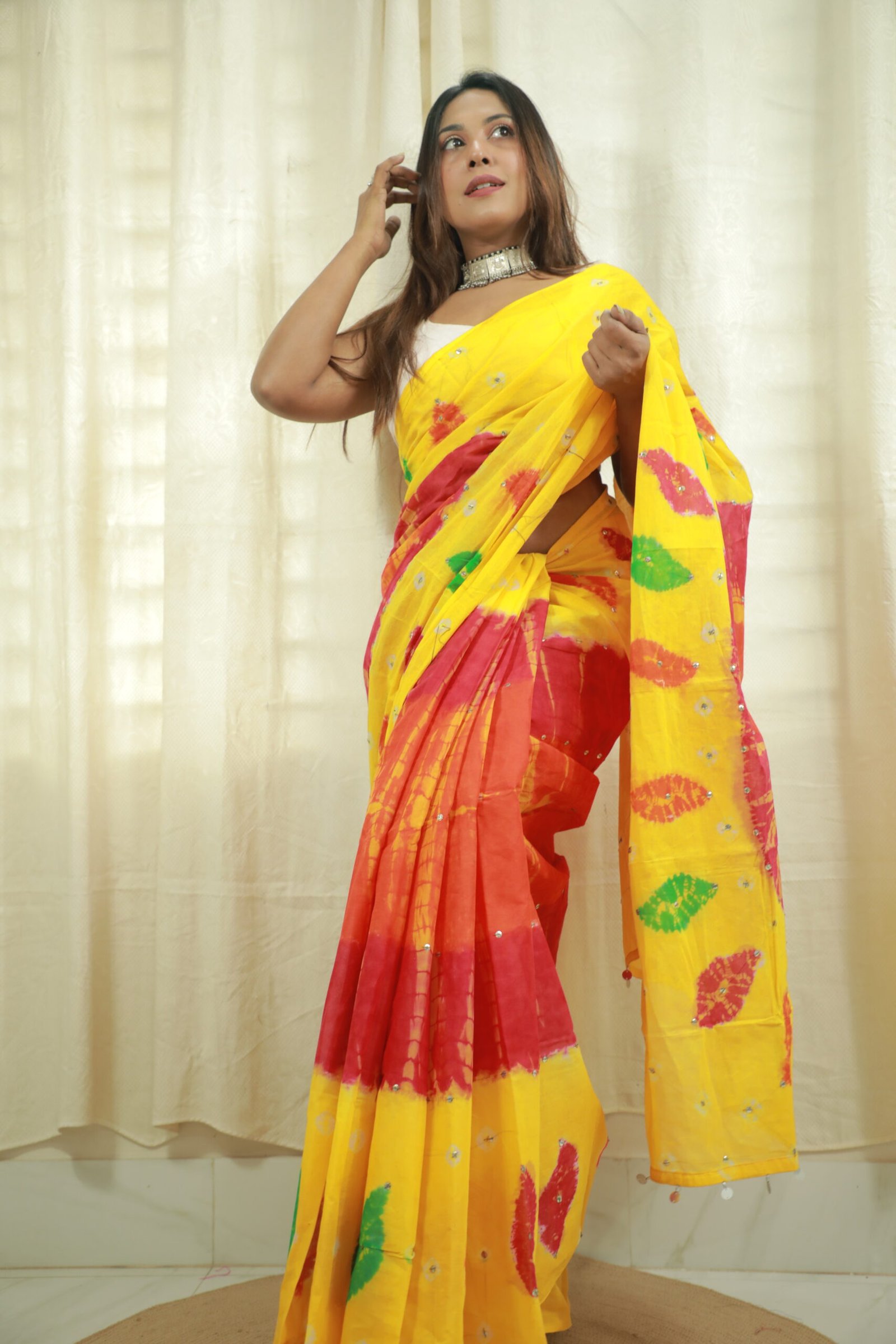 Dollar Batik saree yellow
