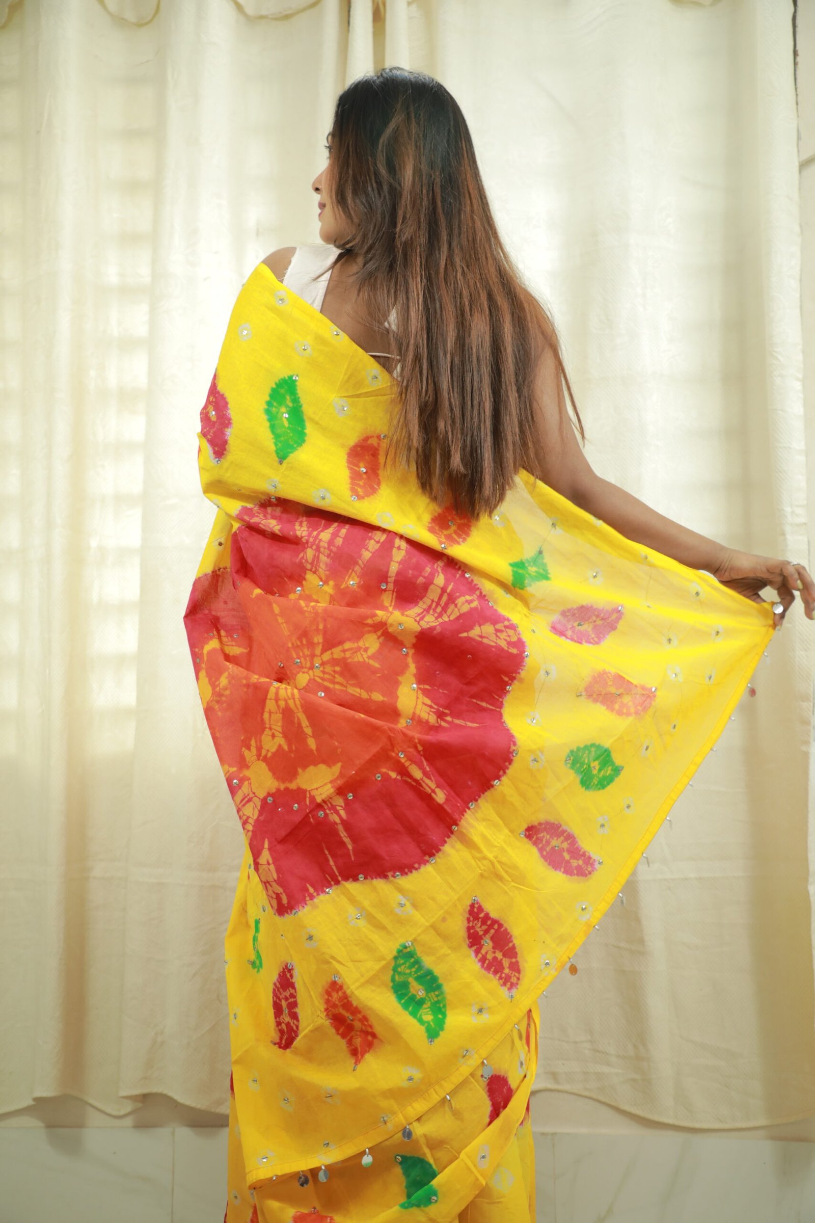 Dollar Batik saree yellow - Image 2
